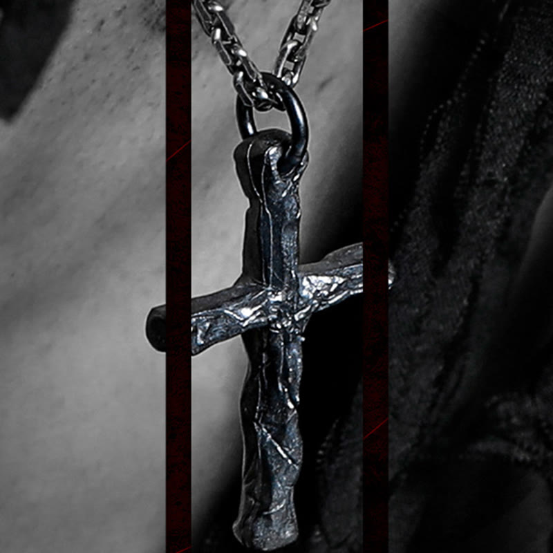 Christianartworkshop 925 Sterling Silver Dark Style Cross Necklace: A Symbol of Faith - image 4