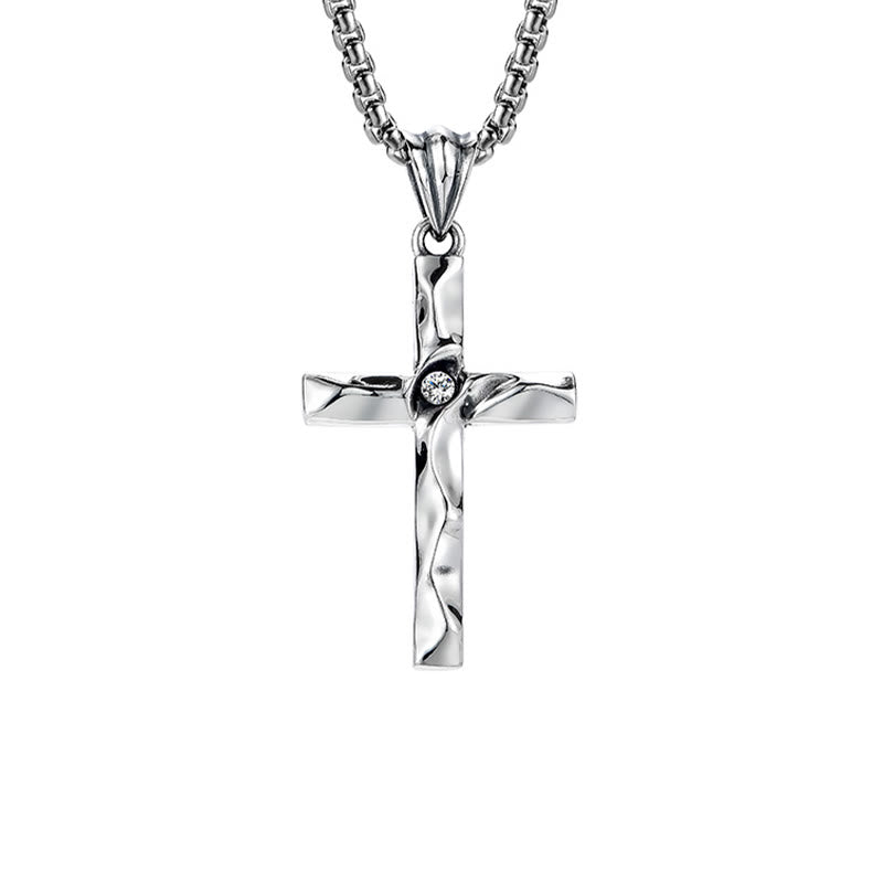 Christianartworkshop 925 Sterling Silver 2colors Zircon Cross Necklace: A Symbol of Elegance and Divine Grace - White - image 1