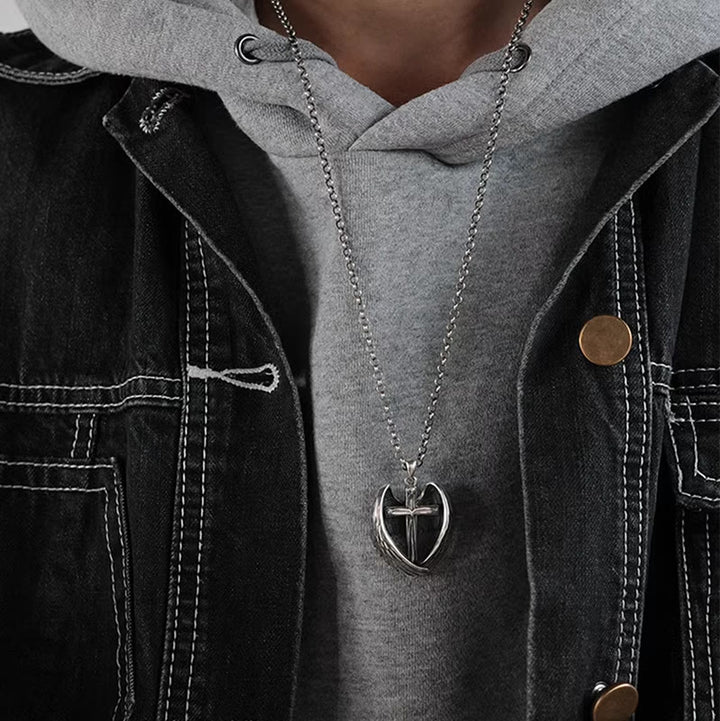 Christianartworkshop 925 Sterling Silver Angel Wings Cross Necklace: Embodying Faith and Celestial Grace - image 1