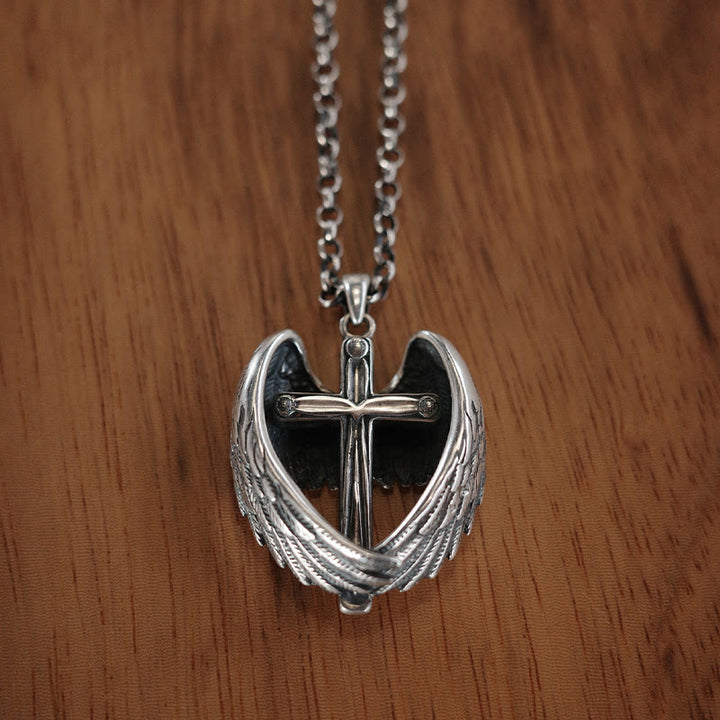 Christianartworkshop 925 Sterling Silver Angel Wings Cross Necklace: Embodying Faith and Celestial Grace - image 6