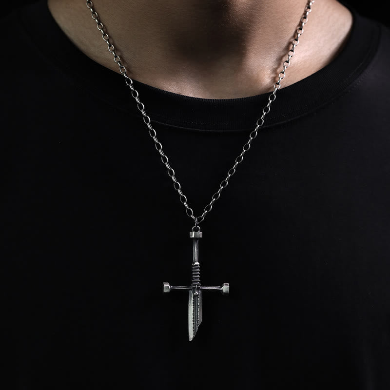 Christianartworkshop 999 Sterling Silver Broken Sword Cross Necklace: A Bold Statement of Resilience and Style - image 1