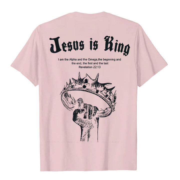 Christianartworkshop Jesus is King T-shirt - Pink - 2XL - image 4