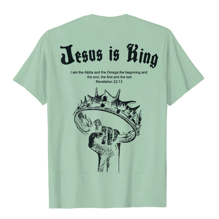 Christianartworkshop Jesus is King T-shirt - Light Green - 2XL - image 6