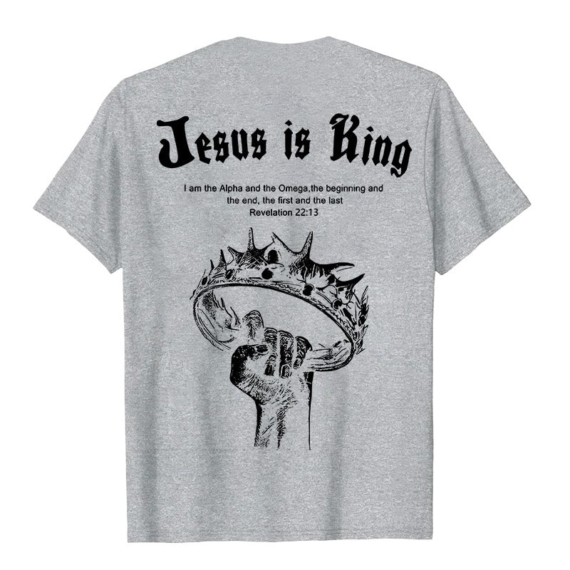 Christianartworkshop Jesus is King T-shirt - Grey - 2XL - image 8
