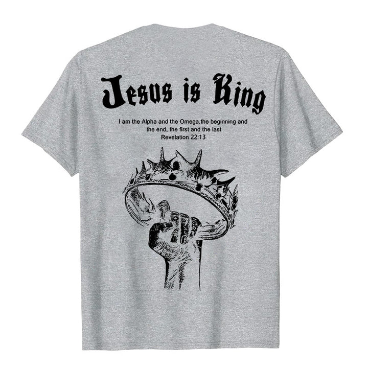 Christianartworkshop Jesus is King T-shirt - Grey - 2XL - image 8