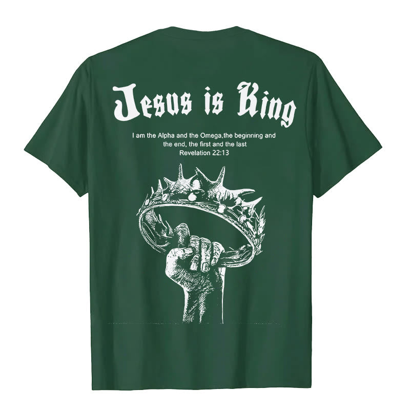 Christianartworkshop Jesus is King T-shirt - Dark Green - 2XL - image 7
