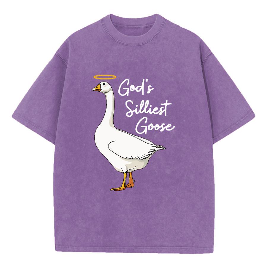 Christianartworkshop God's Silliest Goose Washed T-Shirt - Purple - 5XL - image 10