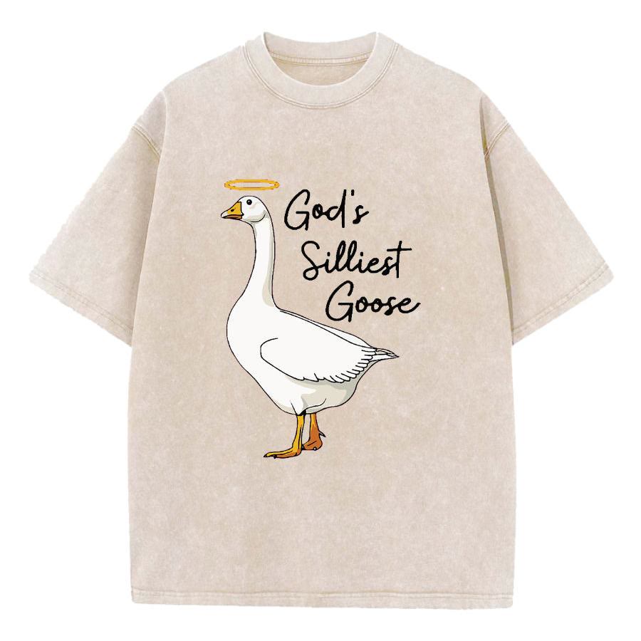 Christianartworkshop God's Silliest Goose Washed T-Shirt - Apricot - 5XL - image 3
