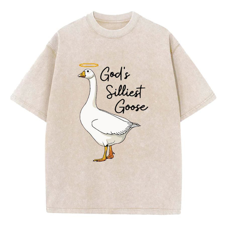 Christianartworkshop God's Silliest Goose Washed T-Shirt - Apricot - 5XL - image 3