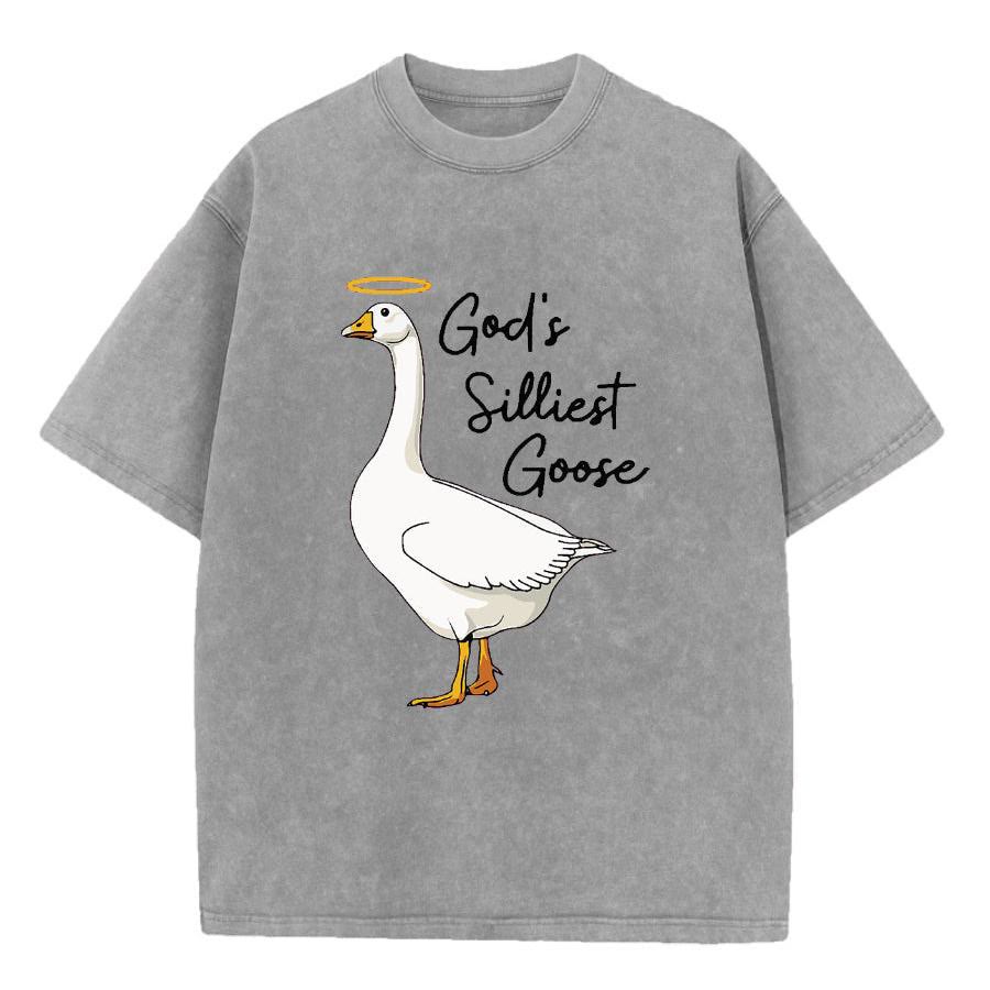 Christianartworkshop God's Silliest Goose Washed T-Shirt - Gray - 5XL - image 2