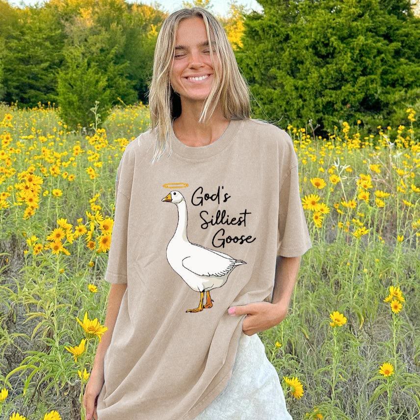 Christianartworkshop God's Silliest Goose Washed T-Shirt