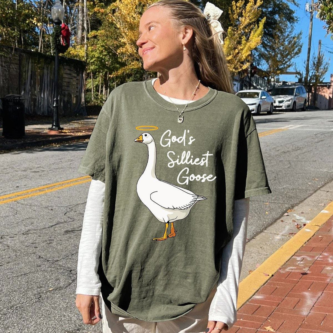 Christianartworkshop God's Silliest Goose Washed T-Shirt