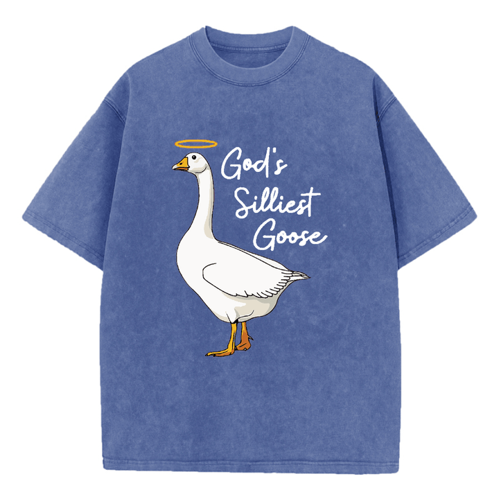 Christianartworkshop God's Silliest Goose Washed T-Shirt - Navy - 5XL - image 9