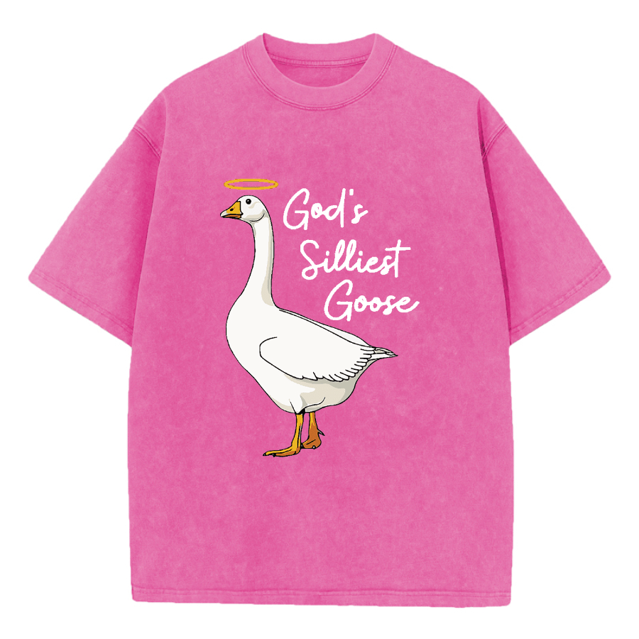 Christianartworkshop God's Silliest Goose Washed T-Shirt - Hot Pink - 5XL - image 1