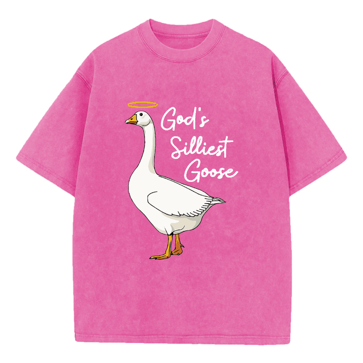 Christianartworkshop God's Silliest Goose Washed T-Shirt - Hot Pink - 5XL - image 1