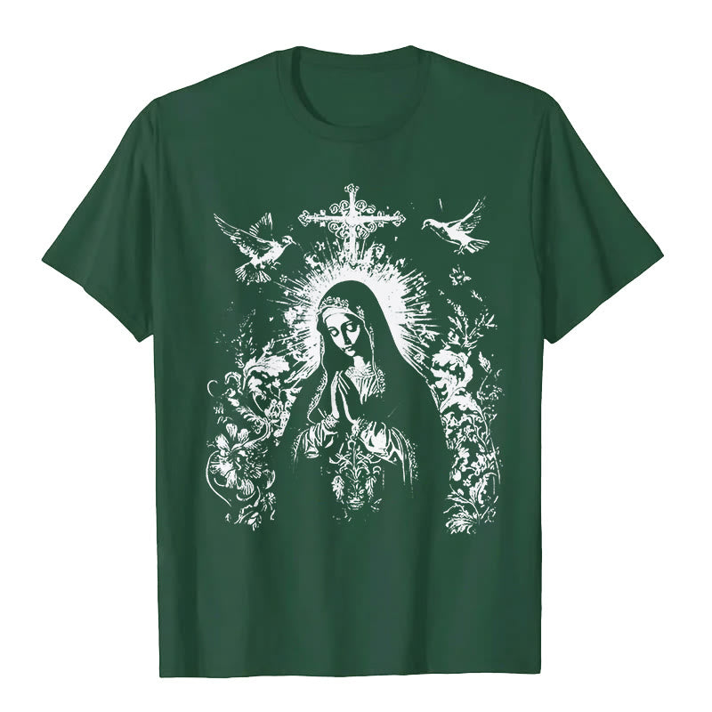 Christianartworkshop Mary Praying Vintage T-shirt - Dark Green - 2XL - image 1