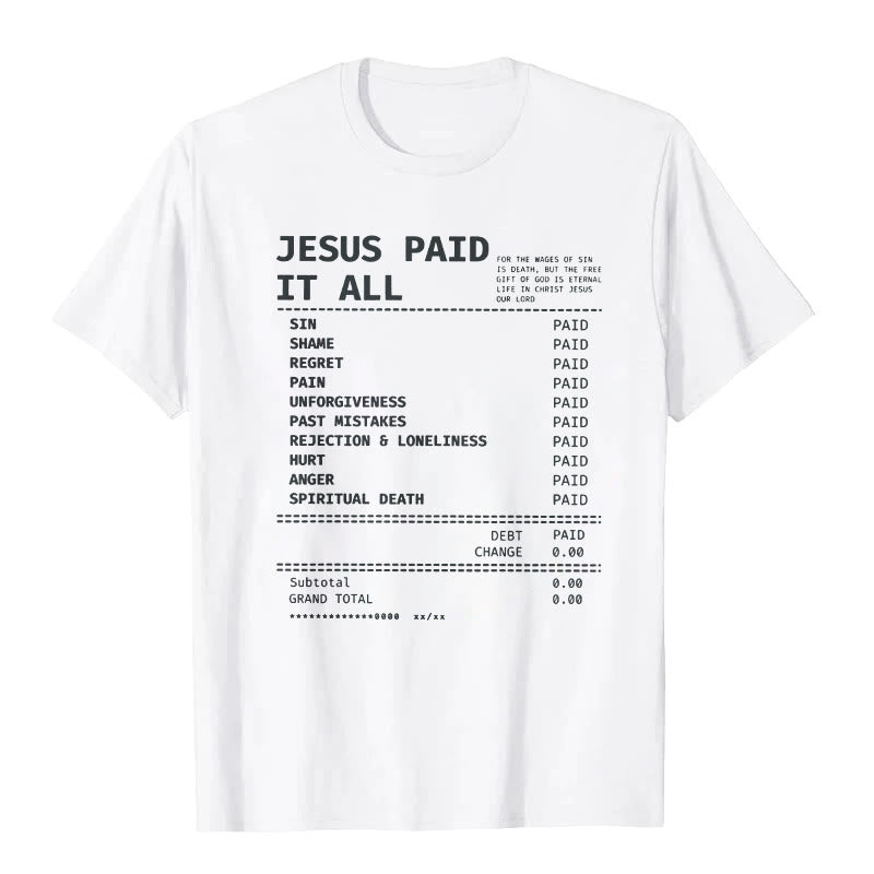 Christianartworkshop Jesus ​​Paid It All T-shirt - White - 2XL - image 0