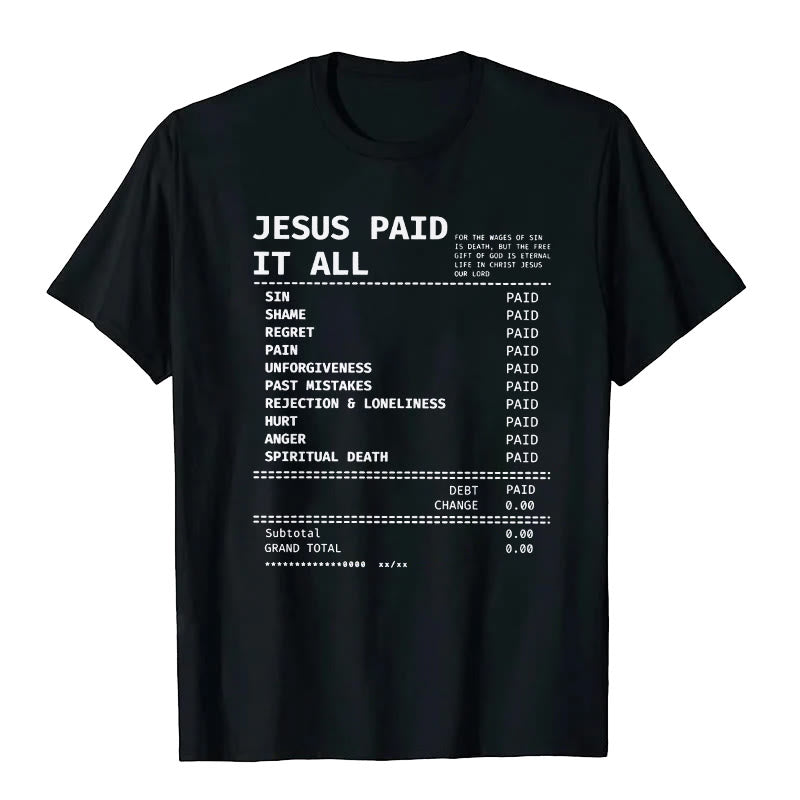Christianartworkshop Jesus ​​Paid It All T-shirt - Black - 2XL - image 2