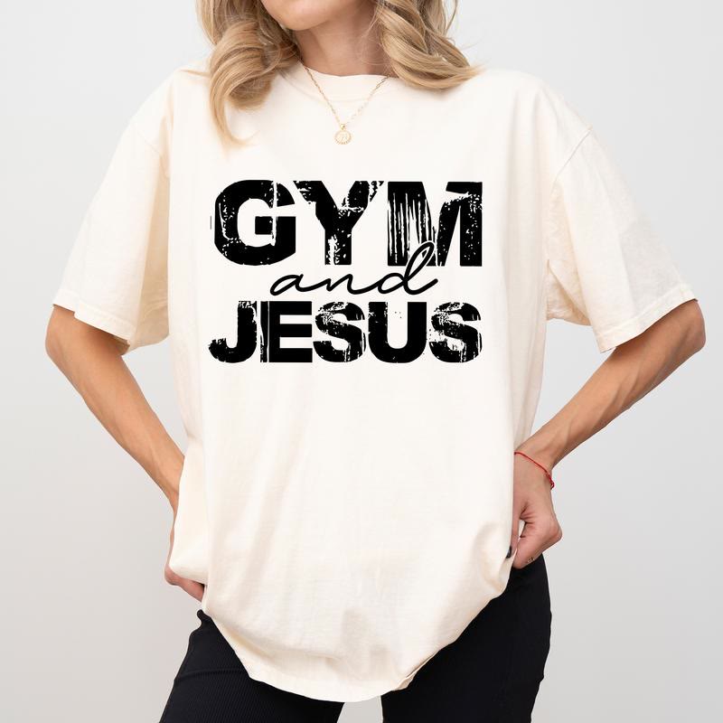 Christianartworkshop Gym and Jesus T-Shirt - Beige - 2XL - image 0