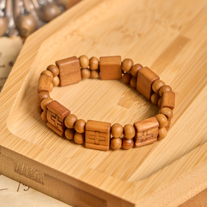 Christianartworkshop 3colors Cross Wooden Bracelet: Symbol of Devotion and Beauty - Yellow - image 0