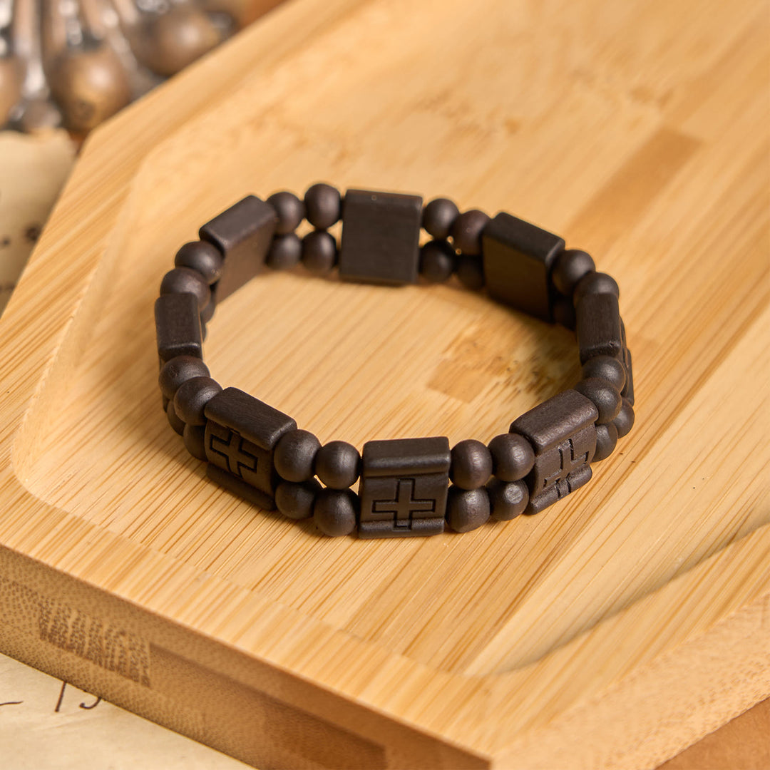 Christianartworkshop 3colors Cross Wooden Bracelet: Symbol of Devotion and Beauty - Black - image 3