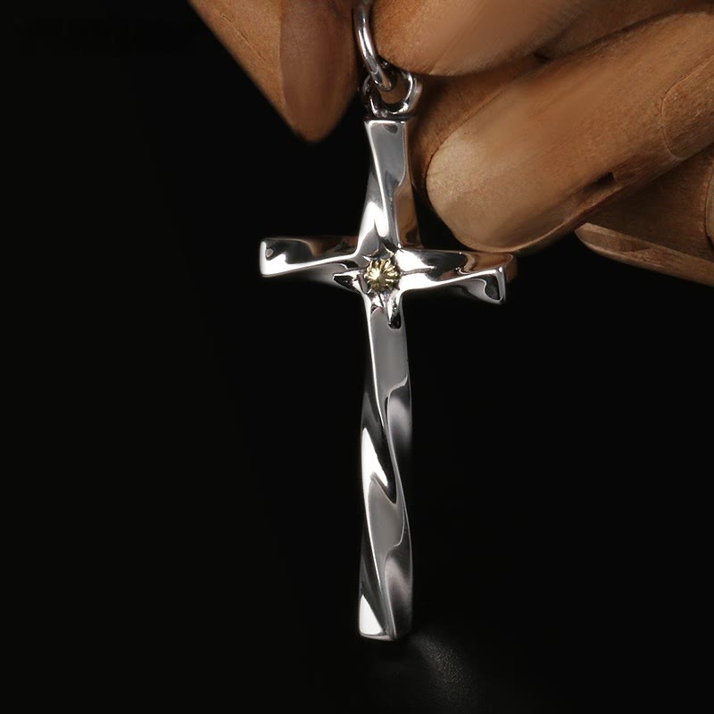 Christianartworkshop 925 Sterling Silver Modern & Minimalist Cross Necklace: Elegant Blend of Faith and Fashion - 925 Sterling Silver - image 1