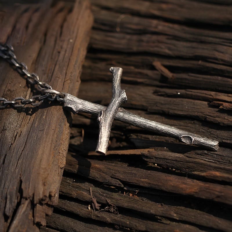 Christianartworkshop 925 Sterling Silver Modern & Minimalist  Cross Necklace: A Tribute to Raw Faith - image 3