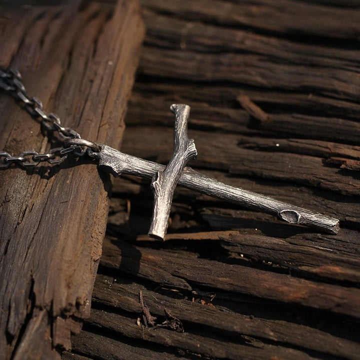 Christianartworkshop 925 Sterling Silver Modern & Minimalist  Cross Necklace: A Tribute to Raw Faith - image 2