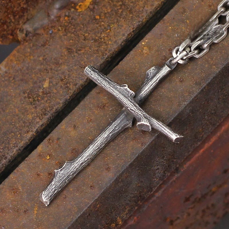 Christianartworkshop 925 Sterling Silver Modern & Minimalist  Cross Necklace: A Tribute to Raw Faith - image 4