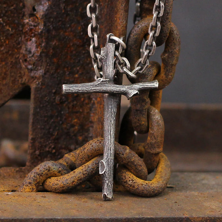 Christianartworkshop 925 Sterling Silver Modern & Minimalist  Cross Necklace: A Tribute to Raw Faith - 925 Sterling Silver - image 1