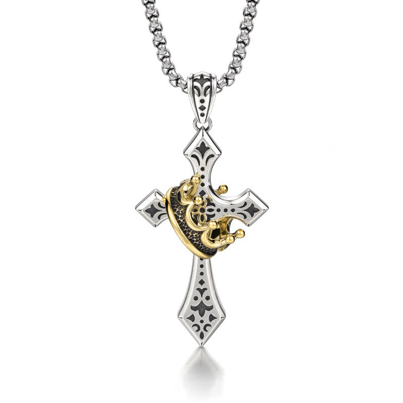 Christianartworkshop 925 Sterling Silver Vintage & Classic Cross Necklace: A Luxurious Emblem of Faith - Golden - image 1