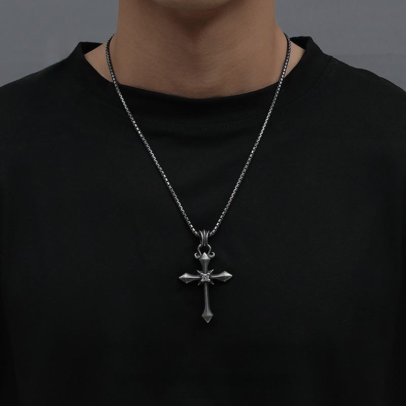 Christianartworkshop 925 Sterling Silver Modern & Minimalist Cross Necklace: Mysterious and Trendy Symbol of Belief - image 1