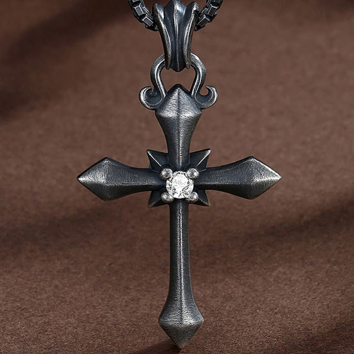 Christianartworkshop 925 Sterling Silver Modern & Minimalist Cross Necklace: Mysterious and Trendy Symbol of Belief - 925 Sterling Silver - image 0