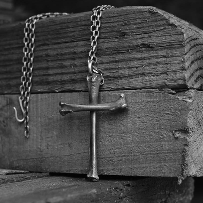 Christianartworkshop 925 Sterling Silver Modern & Minimalist Cross Bone-shaped Necklace: Showing Personality in Simplicity - 925 Sterling Silver - image 4