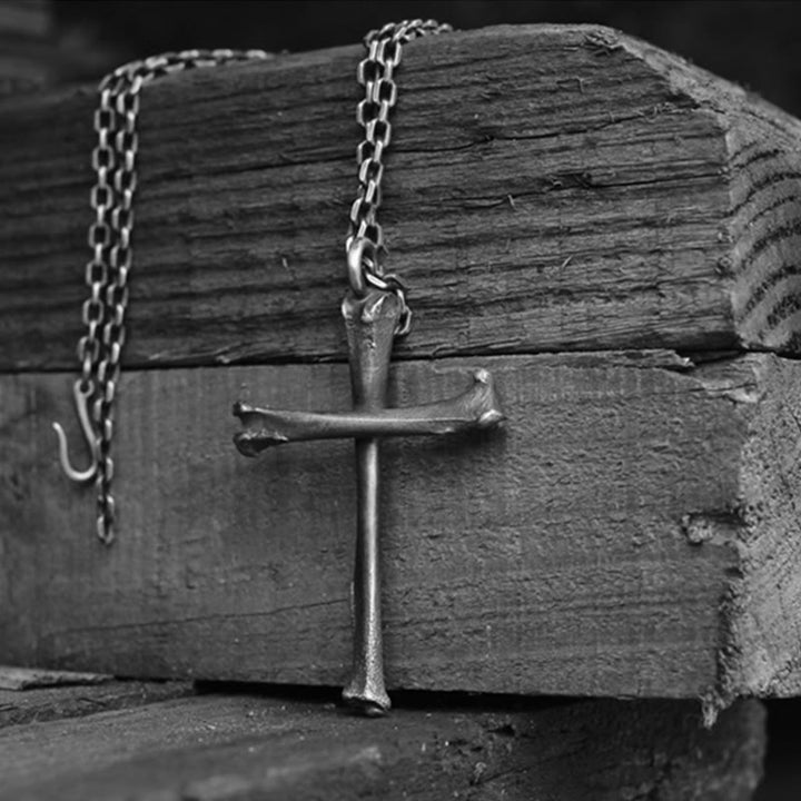 Christianartworkshop 925 Sterling Silver Modern & Minimalist Cross Bone-shaped Necklace: Showing Personality in Simplicity - 925 Sterling Silver - image 4