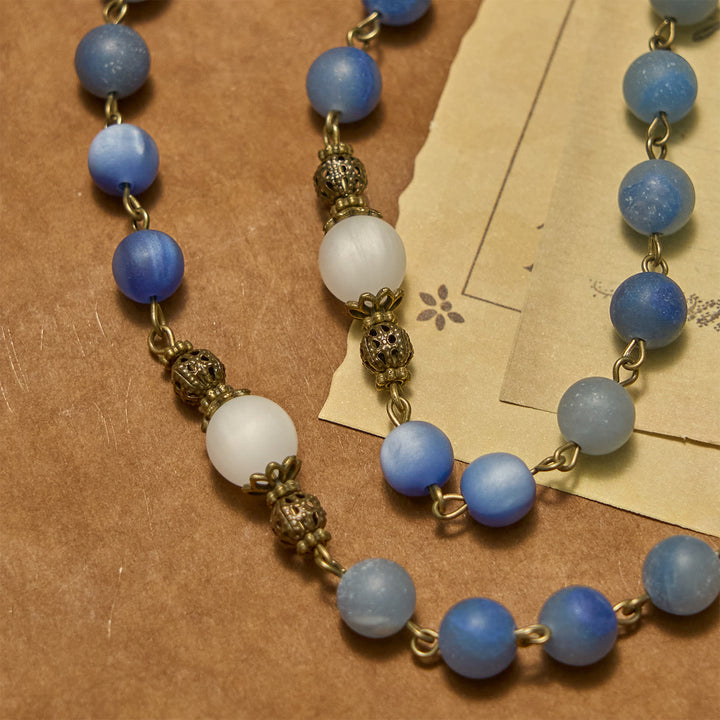 Christianartworkshop Handmade Rosary with Natural Blue Aventurine Beads & Crucifix - Matte Blue of Peace