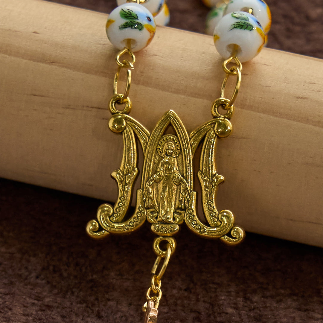 Christianartworkshop Handmade Sunflower-Inspired Rosary: A Divine Creation with Yellow Floral Beads - image 5