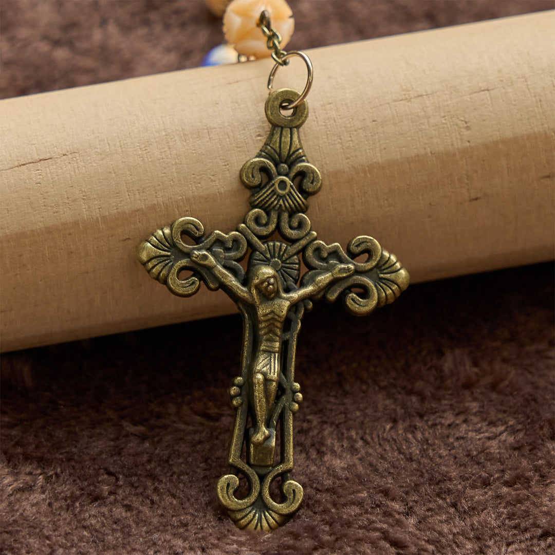 Christianartworkshop Jesus Is The Gift: Handmade Floral Rosary with Blue Rose Beads & Lily of Valley - image 9