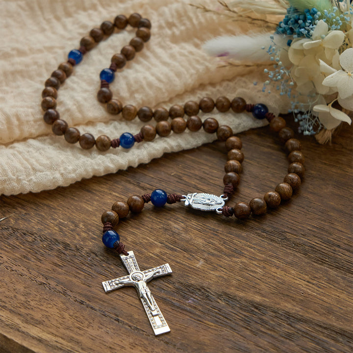 Christianartworkshop PRAYERFUL FAITH: Handmade Gold sandalwood Rosary with Our Lady of Guadalupe - image 4