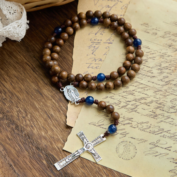 Christianartworkshop PRAYERFUL FAITH: Handmade Gold sandalwood Rosary with Our Lady of Guadalupe - image 3