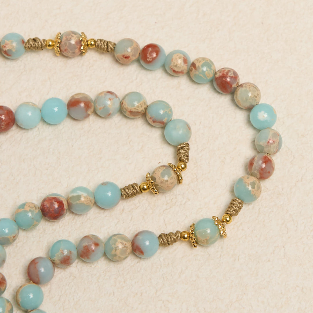 Christianartworkshop Aqua Stone Prayer Rosary with Gold Accents: A Divine Source of Peace and Devotion - image 3