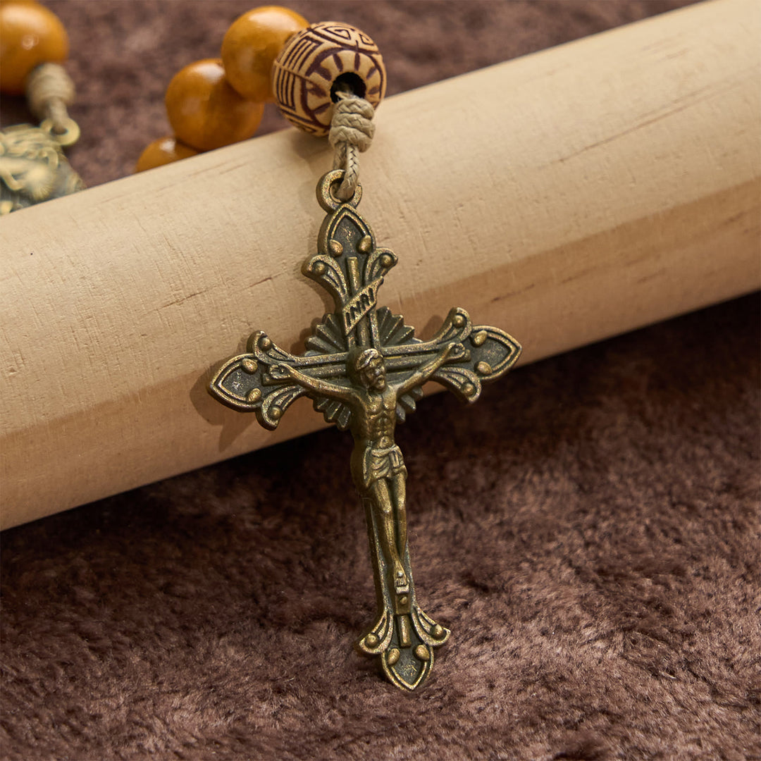 Christianartworkshop Holy Family & Crucifix of 10mm Olive Wood Bead Handmade Rosary for Holy Prayer - image 6