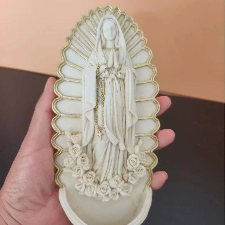 Christianartworkshop Wall Mounted Mary Statue Character Sculpture Holy Water Font