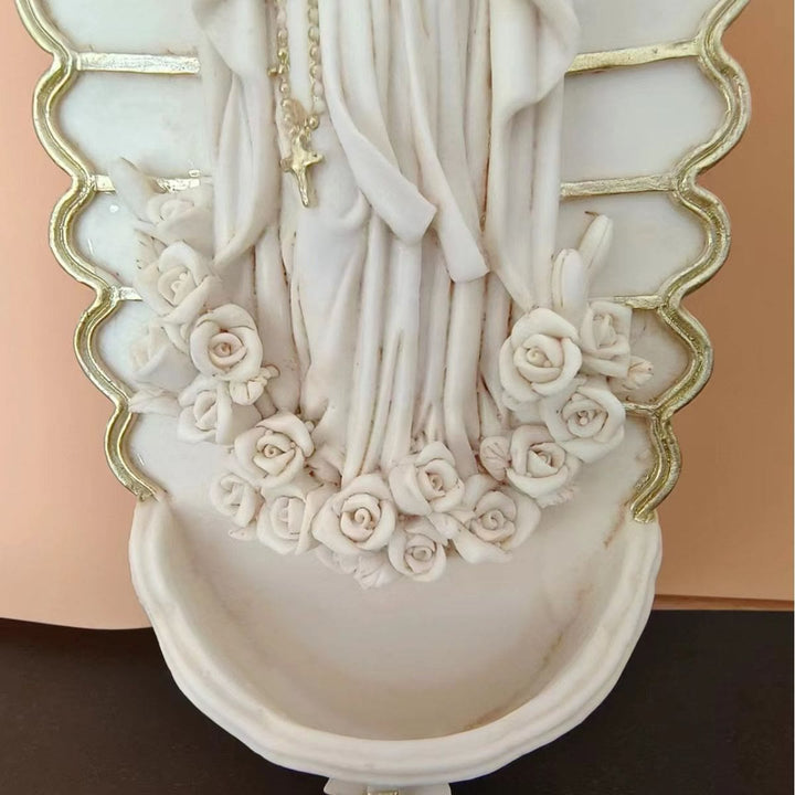 Christianartworkshop Wall Mounted Mary Statue Character Sculpture Holy Water Font