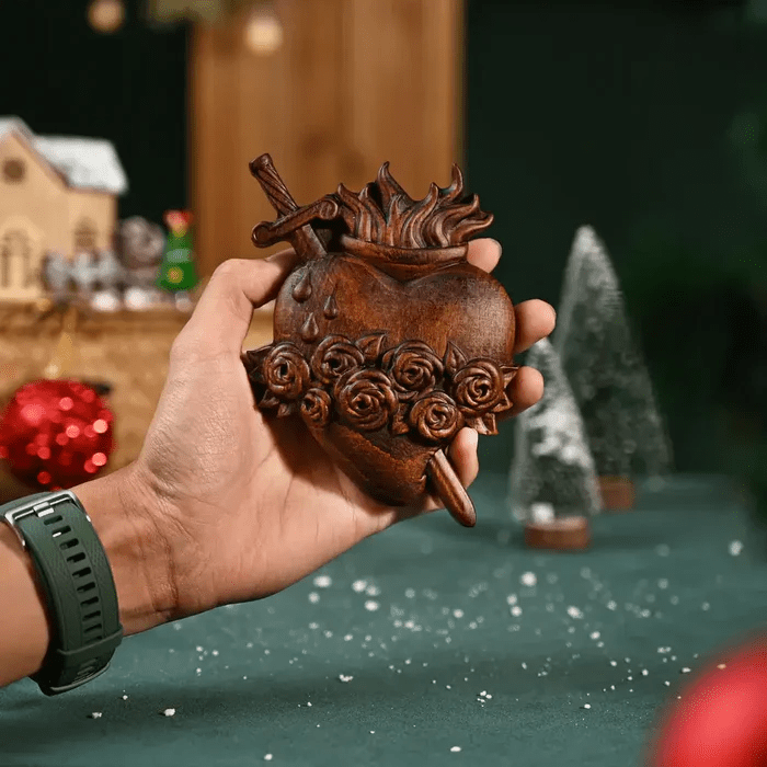 Christianartworkshop Unique Carved Christian Sacred Heart Desktop Ornaments - Retro - A - 10cm - image 9