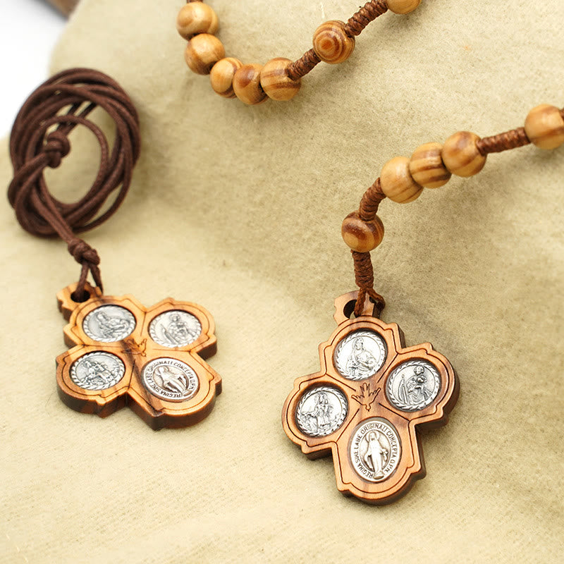 Christianartworkshop 5 in 1 Olive Wood Carmelite Cross Necklace - image 1