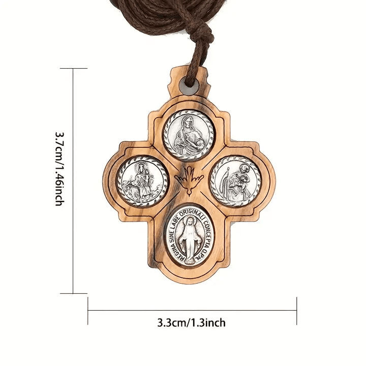 Christianartworkshop 5 in 1 Olive Wood Carmelite Cross Necklace - image 5