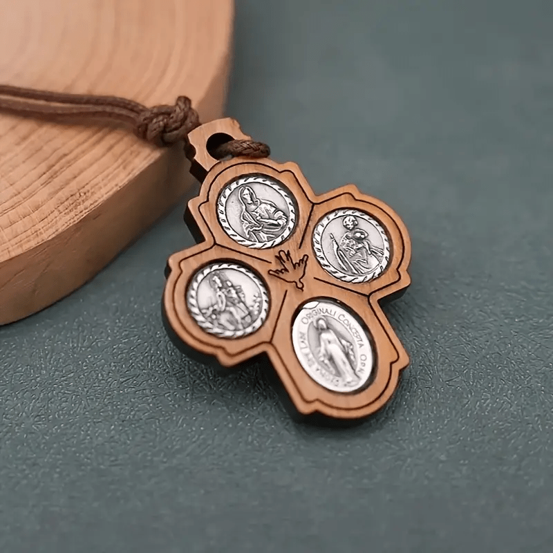 Christianartworkshop 5 in 1 Olive Wood Carmelite Cross Necklace - image 2