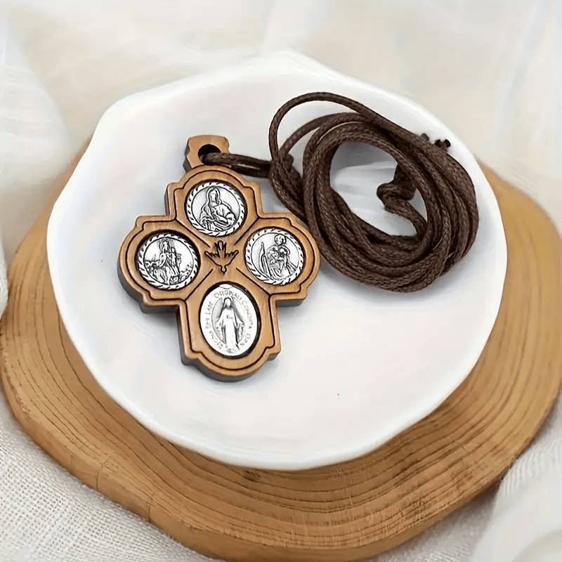 Christianartworkshop 5 in 1 Olive Wood Carmelite Cross Necklace - Necklace - image 0