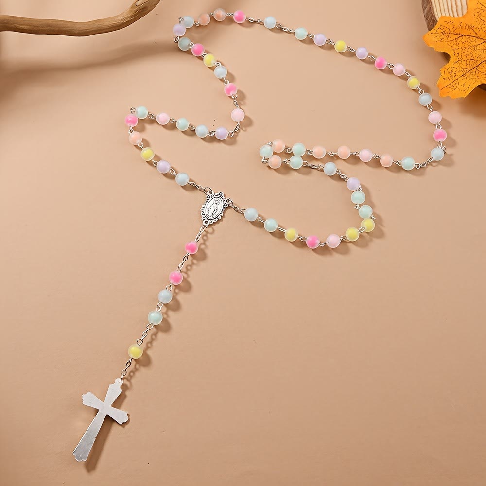 Christianartworkshop Frosted Colored Beads Miraculous Medal Crucifix Rosary - image 1